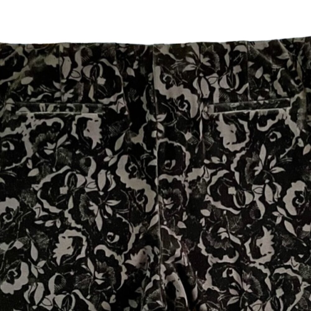 Alfani NWOT Women's Black Velvet Floral Flocked Pants Stretch Size 16 - Picture 9 of 9